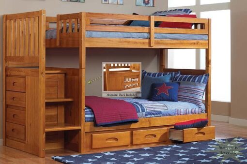 Bn-Bb24 Wooden Bunk Bed With Stairway Chest