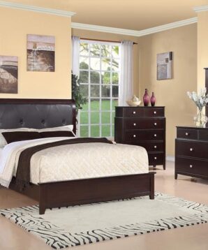 BN-BR12 Modern Bedroom Collections w/ Tufted Leather Heaboard