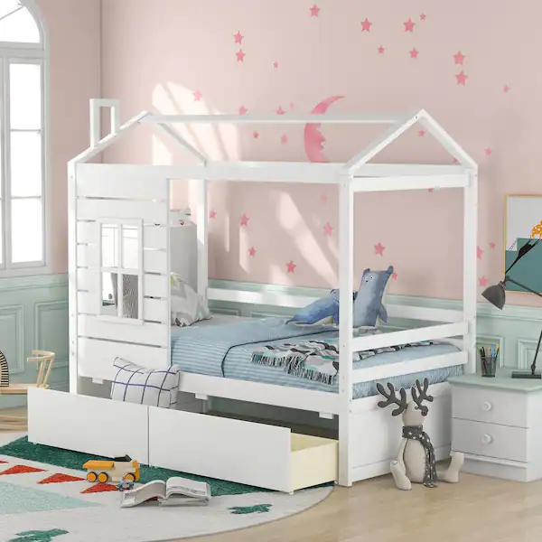 TWIN SIZE HOUSE BED WITH DRAWER