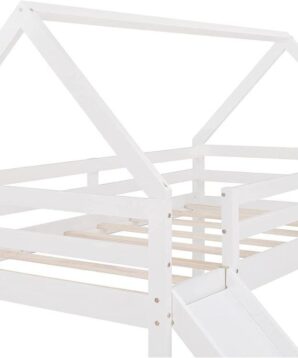 twin loft bed with slide bridge 1