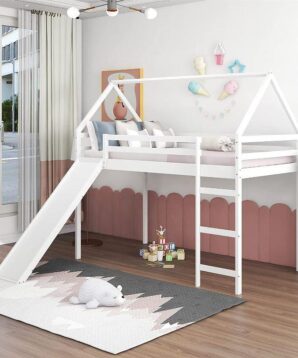Twin Loft Bed With Slide Bridge WF286243AAK