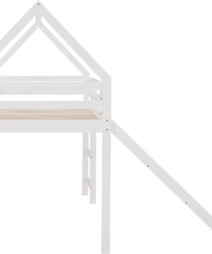 twin loft bed with slide bridge 7