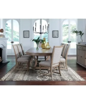 BN-DR062 Transitional Trestle Table With Two Leaves