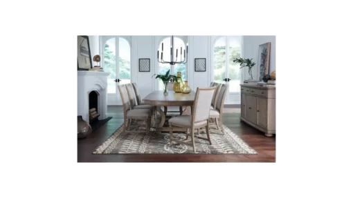 Transitional Trestle Table With Two Leaves