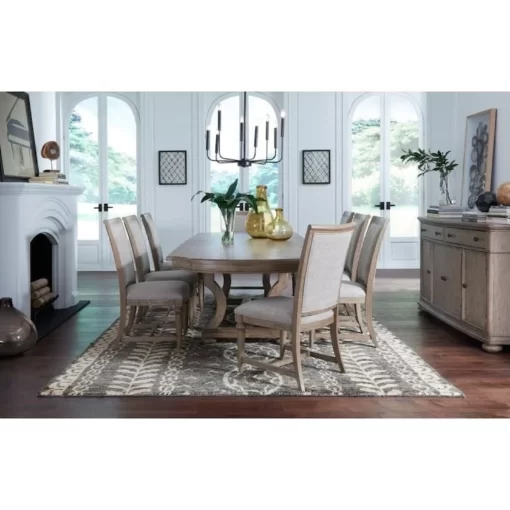 Transitional Trestle Table With Two Leaves